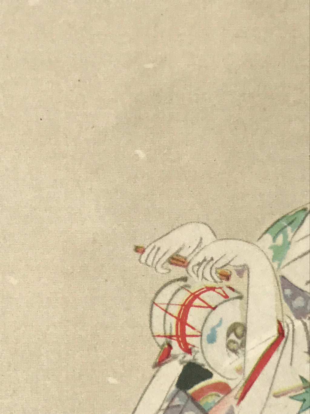 Japanese Art Print Reproduction Vtg Kaburaki Kiyokata Dojoji Kimono Geisha P349