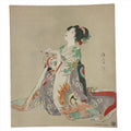 Japanese Art Print Reproduction Vtg Kaburaki Kiyokata Dojoji Kimono Geisha P349