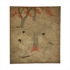 Japanese Art Print Reproduction Vtg Takatori Wakanari Men Laughing Campfire P359