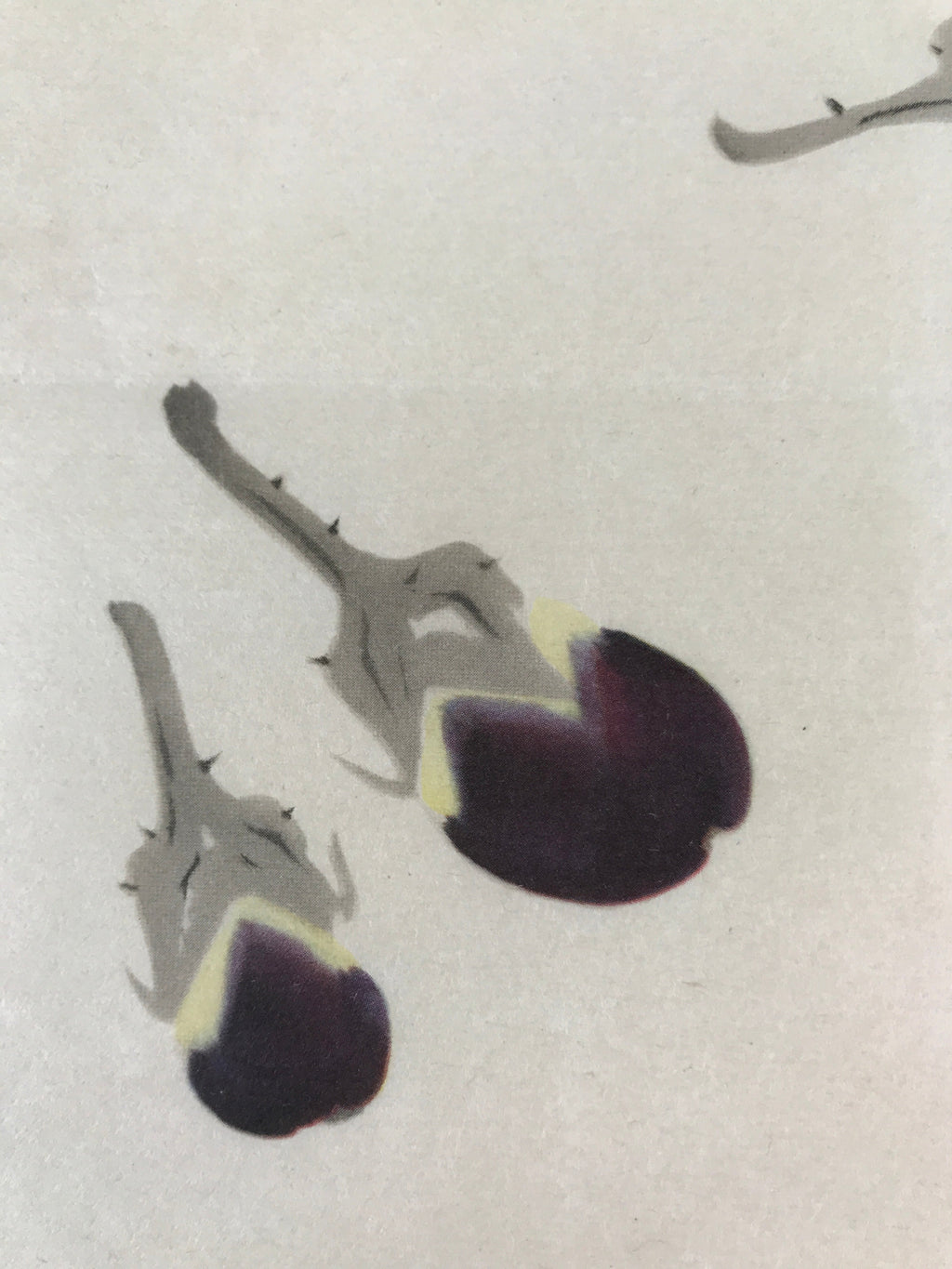 Japanese Art Print Reproduction Vtg Three Eggplants Painting Paper P369