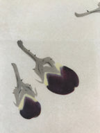 Japanese Art Print Reproduction Vtg Three Eggplants Painting Paper P369