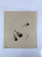 Japanese Art Print Reproduction Vtg Three Eggplants Painting Paper P369