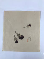 Japanese Art Print Reproduction Vtg Three Eggplants Painting Paper P370