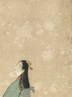 Japanese Art Print Reproduction Vtg Uemura Shoen Yuzuki Woman Watching Moon P355