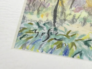 Japanese Autumn Forest Scenery Pastel Drawing Art Signed Yoshihiro Hagino FL340