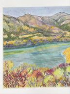Japanese Autumn Leaves Landscape Pastel Drawing Original Art Unsigned FL317