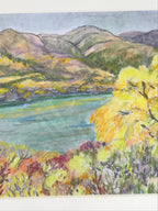 Japanese Autumn Leaves Landscape Pastel Drawing Original Art Unsigned FL317
