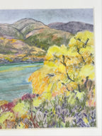 Japanese Autumn Leaves Landscape Pastel Drawing Original Art Unsigned FL317