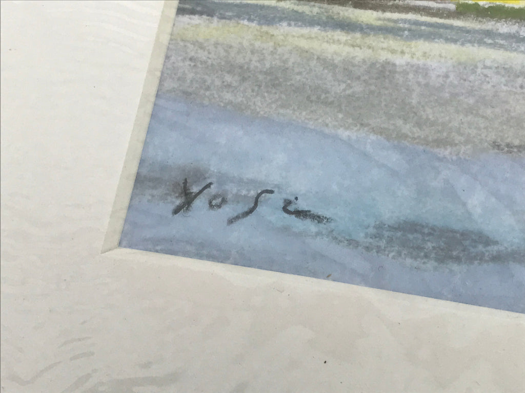 Japanese Autumn Mountain Scene Pastel Drawing Art Signed Yoshihiro Hagino FL325