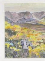 Japanese Autumn Mountain Valley Pastel Drawing Art Signed Yoshihiro Hagino FL331