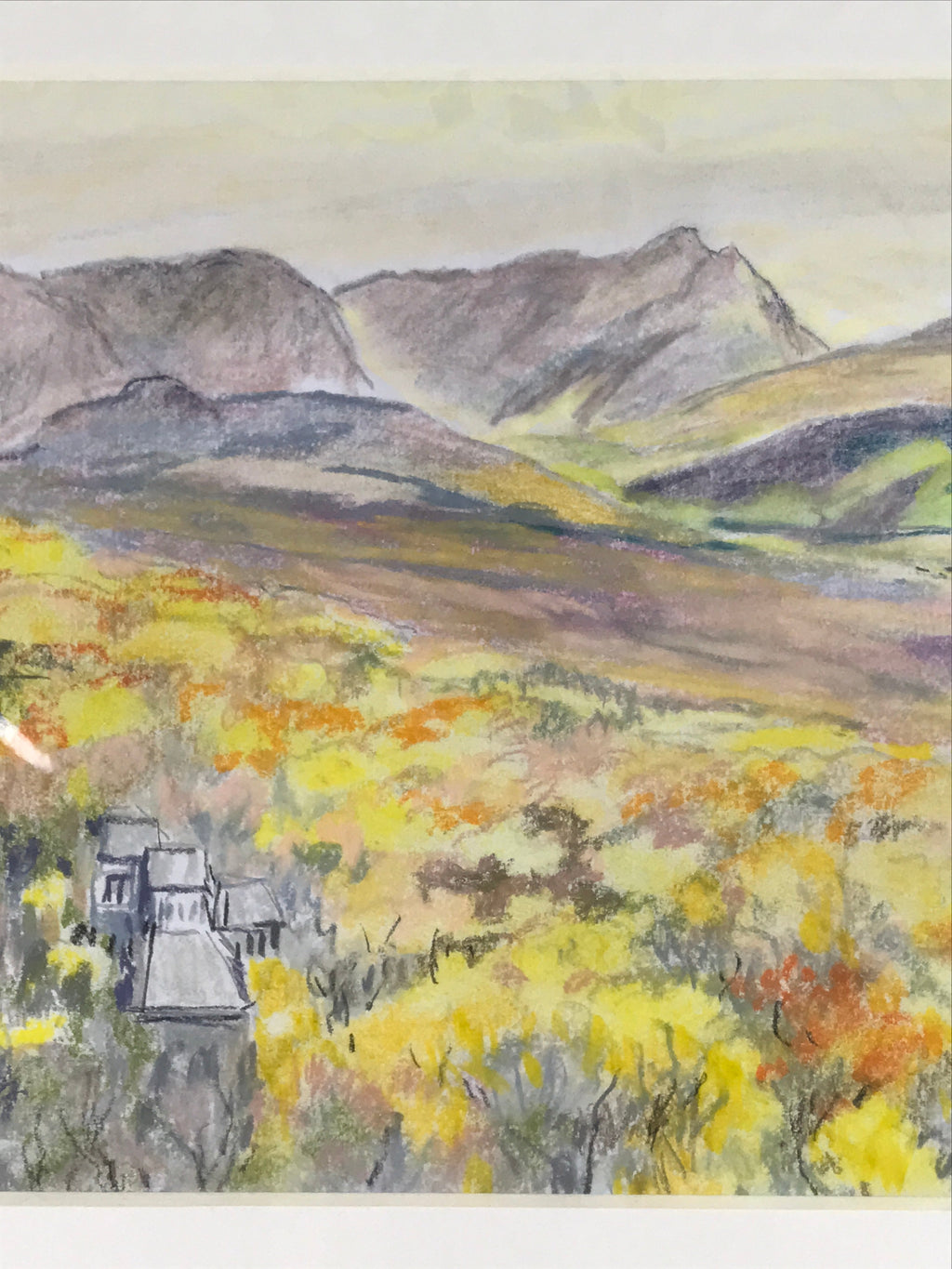 Japanese Autumn Mountain Valley Pastel Drawing Art Signed Yoshihiro Hagino FL331
