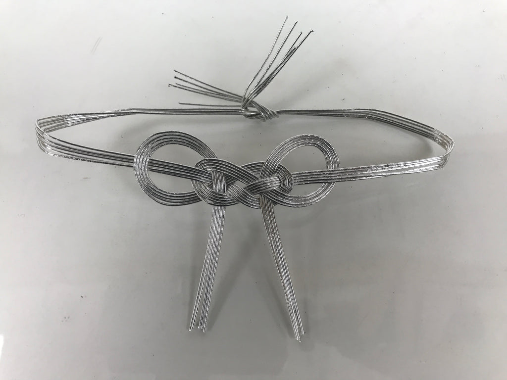 Japanese Awaji-Musubi Mizuhiki Ceremonial Knot 3pc Funeral Soushiki Silver BA828