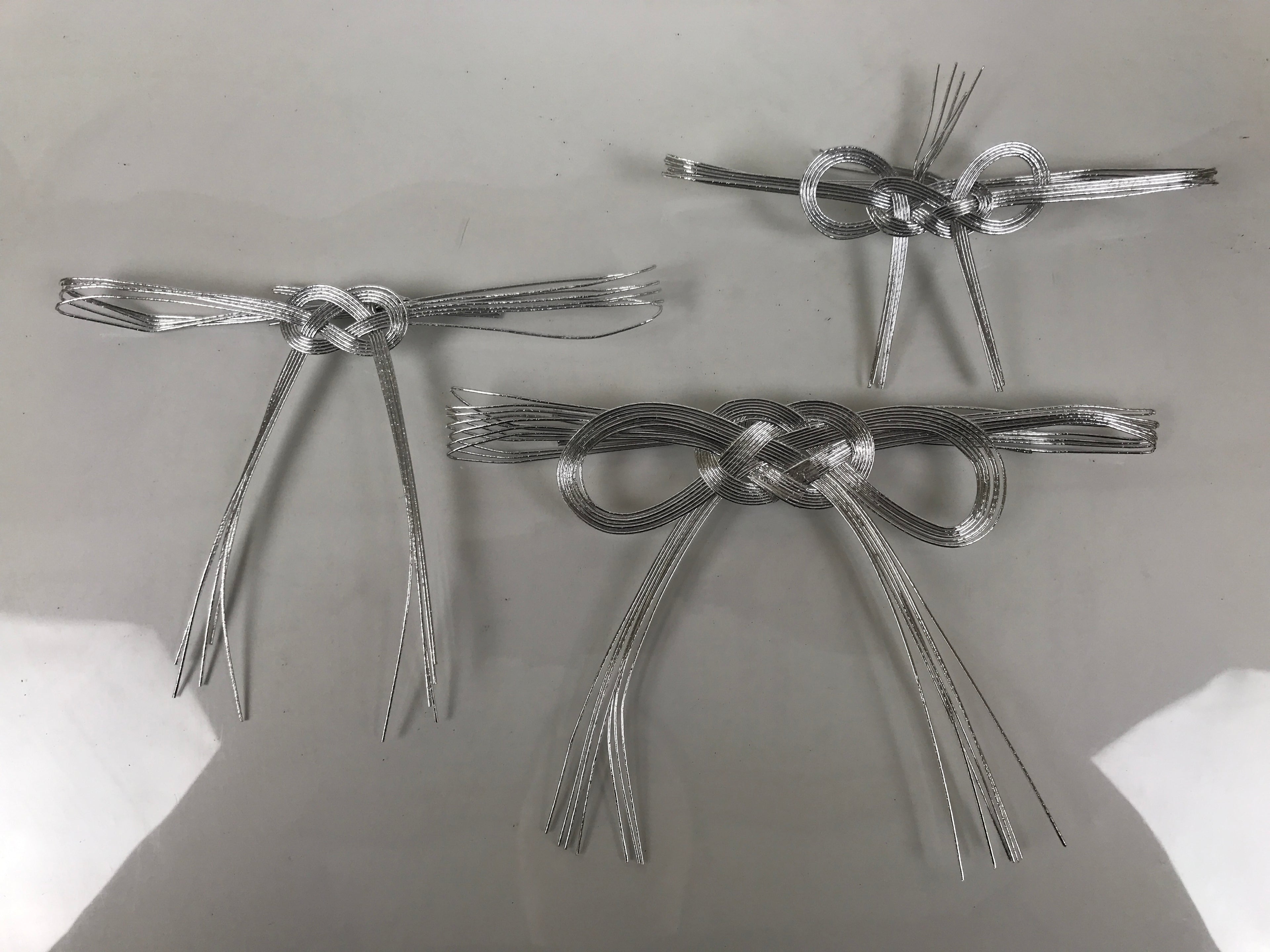 Japanese Awaji-Musubi Mizuhiki Ceremonial Knot 3pc Funeral Soushiki Silver BA828