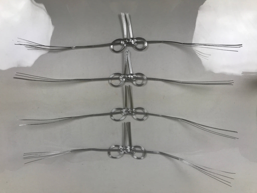 Japanese Awaji-Musubi Mizuhiki Ceremonial Knot 4pc Funeral Soushiki Silver BA829