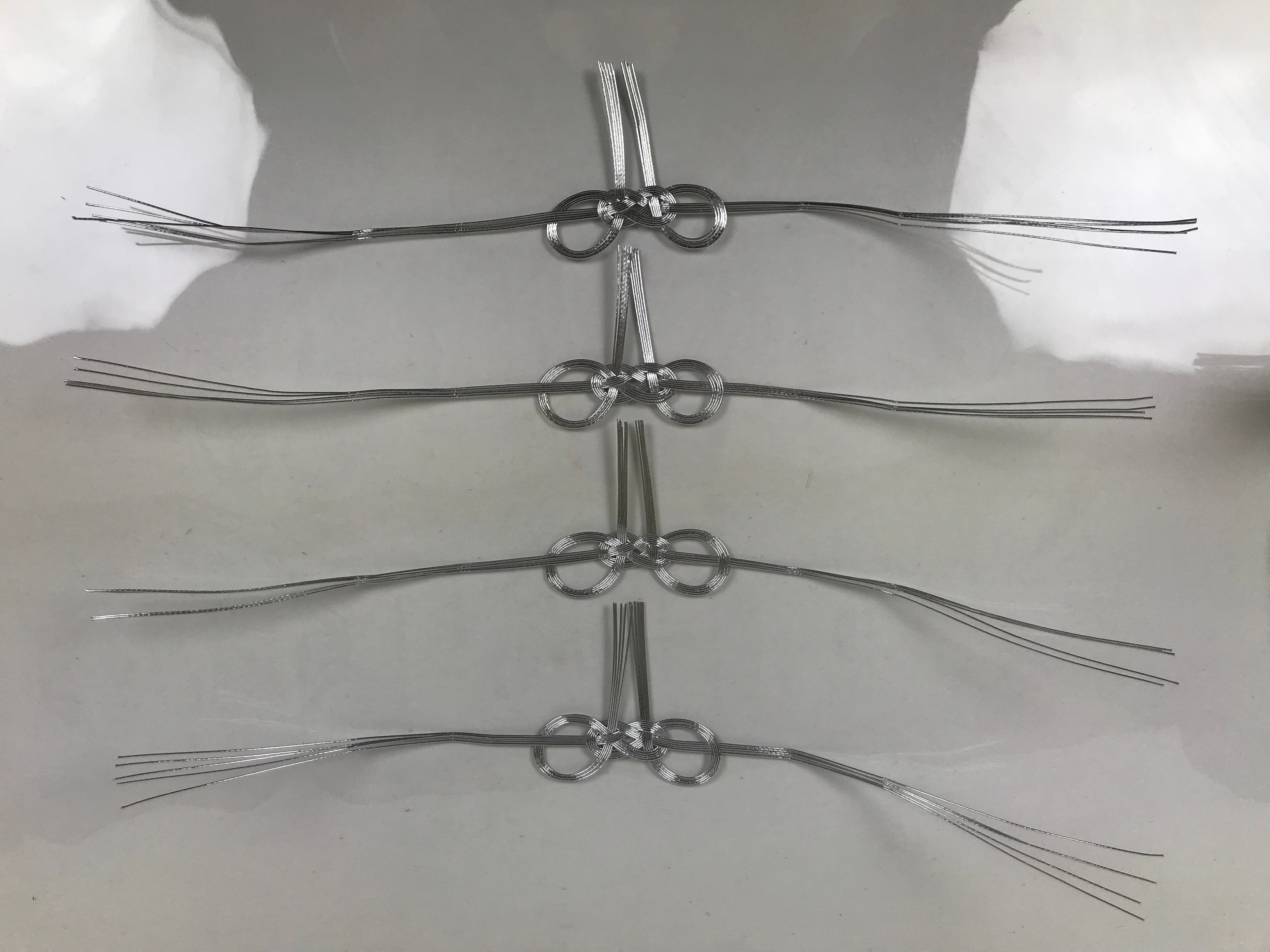 Japanese Awaji-Musubi Mizuhiki Ceremonial Knot 4pc Funeral Soushiki Silver BA829