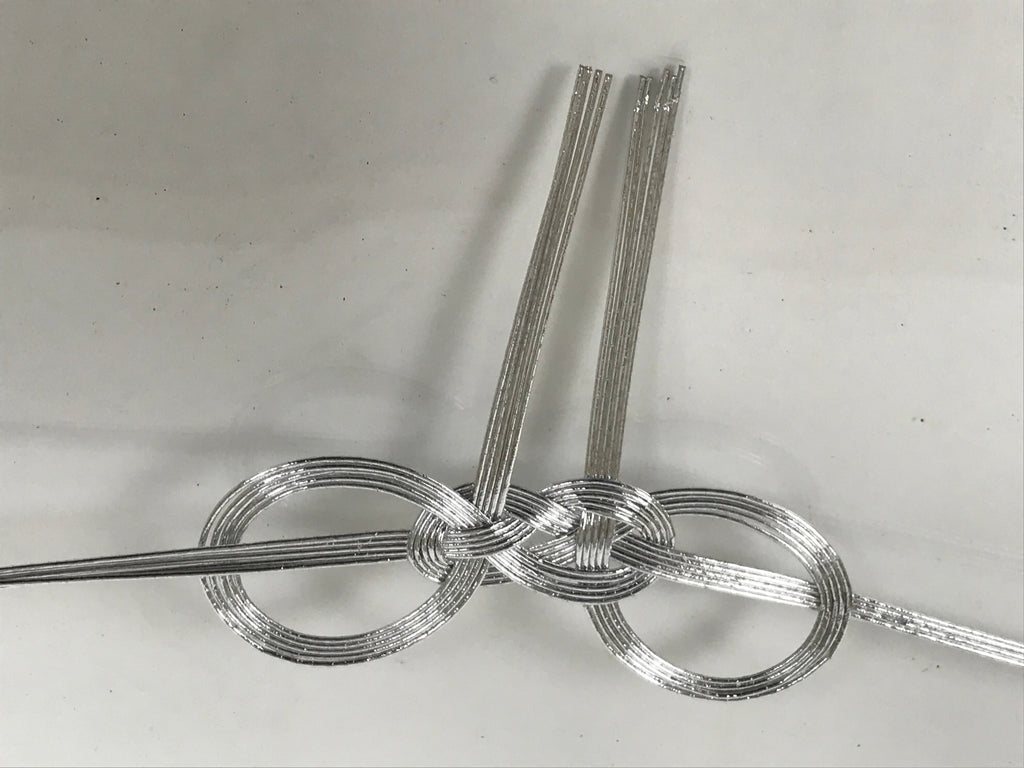 Japanese Awaji-Musubi Mizuhiki Ceremonial Knot 4pc Funeral Soushiki Silver BA829