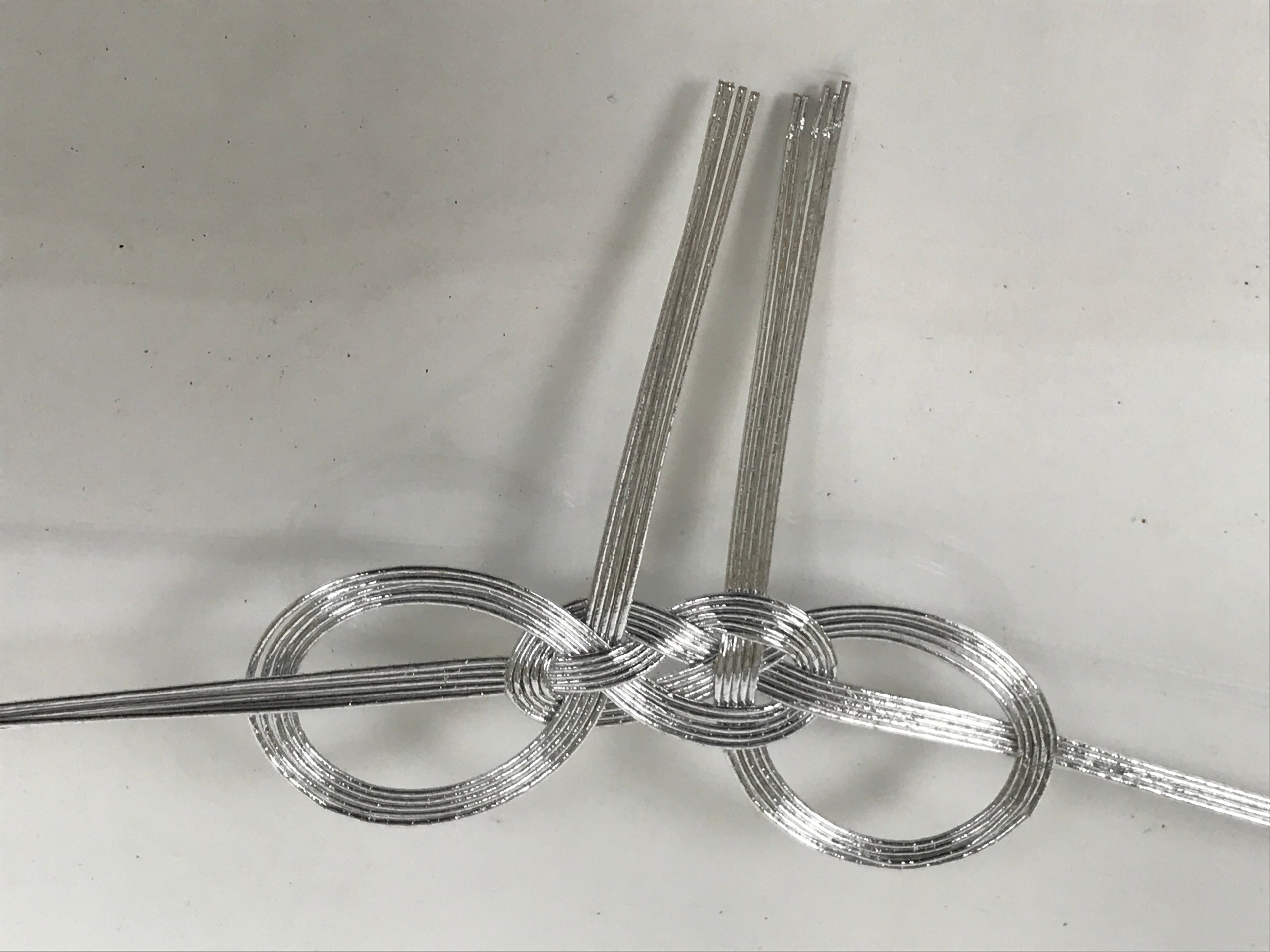 Japanese Awaji-Musubi Mizuhiki Ceremonial Knot 4pc Funeral Soushiki Silver BA829