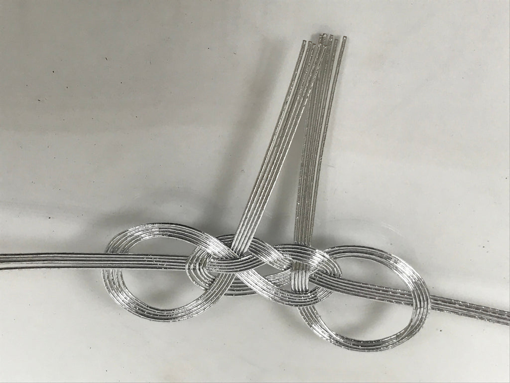 Japanese Awaji-Musubi Mizuhiki Ceremonial Knot 4pc Funeral Soushiki Silver BA829