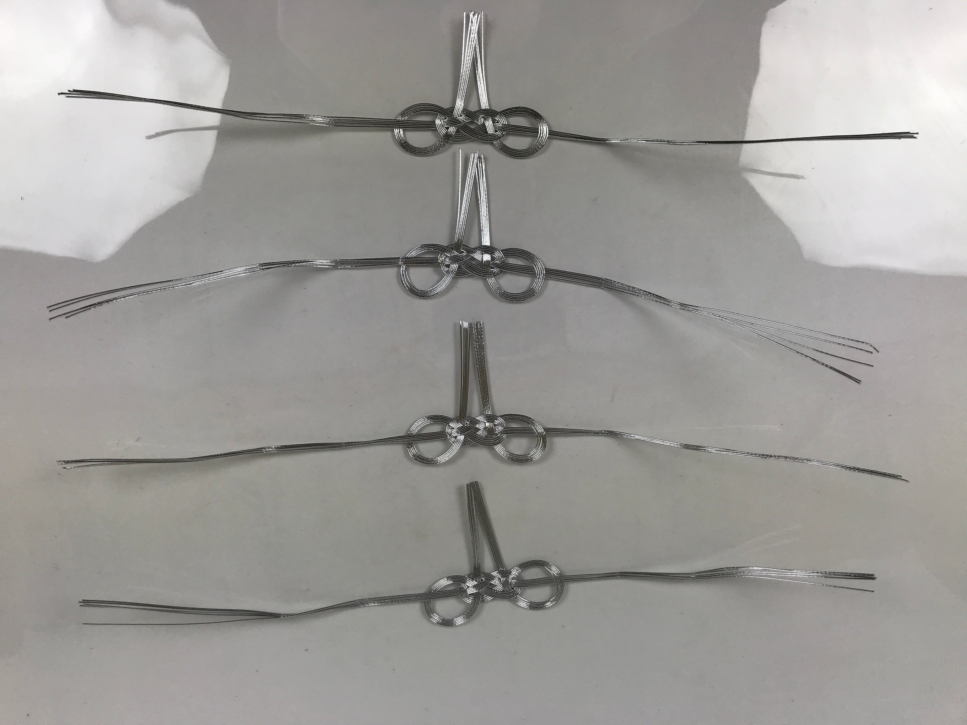 Japanese Awaji-Musubi Mizuhiki Ceremonial Knot 4pc Funeral Soushiki Silver BA830