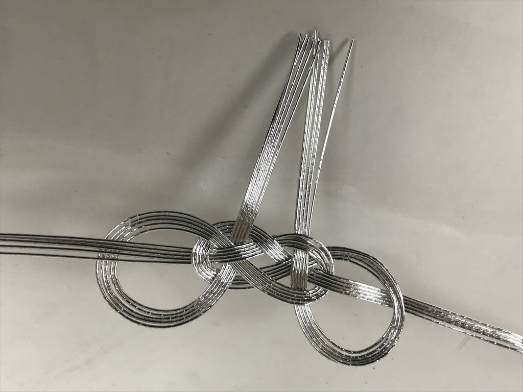 Japanese Awaji-Musubi Mizuhiki Ceremonial Knot 4pc Funeral Soushiki Silver BA830