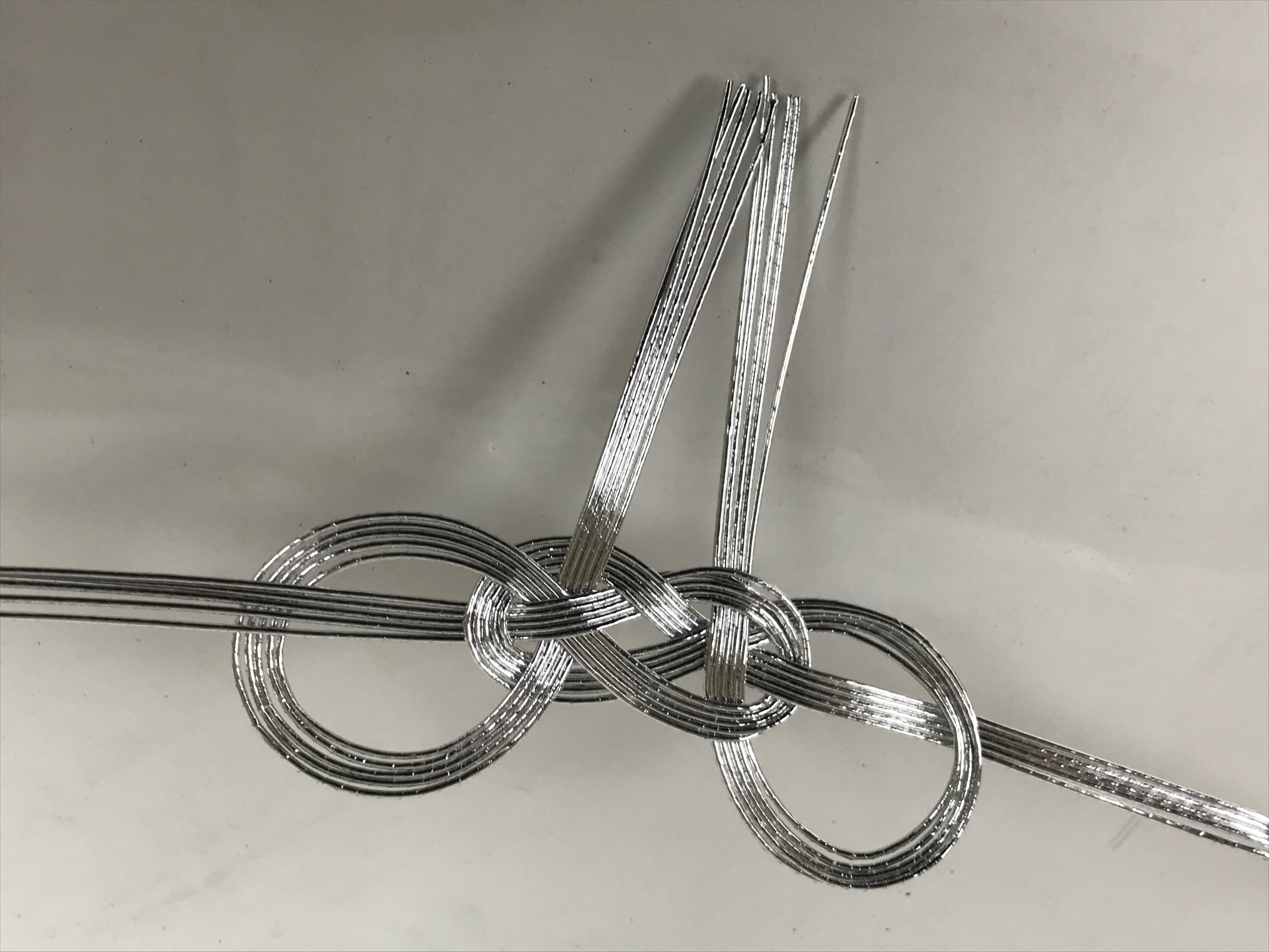 Japanese Awaji-Musubi Mizuhiki Ceremonial Knot 4pc Funeral Soushiki Silver BA830