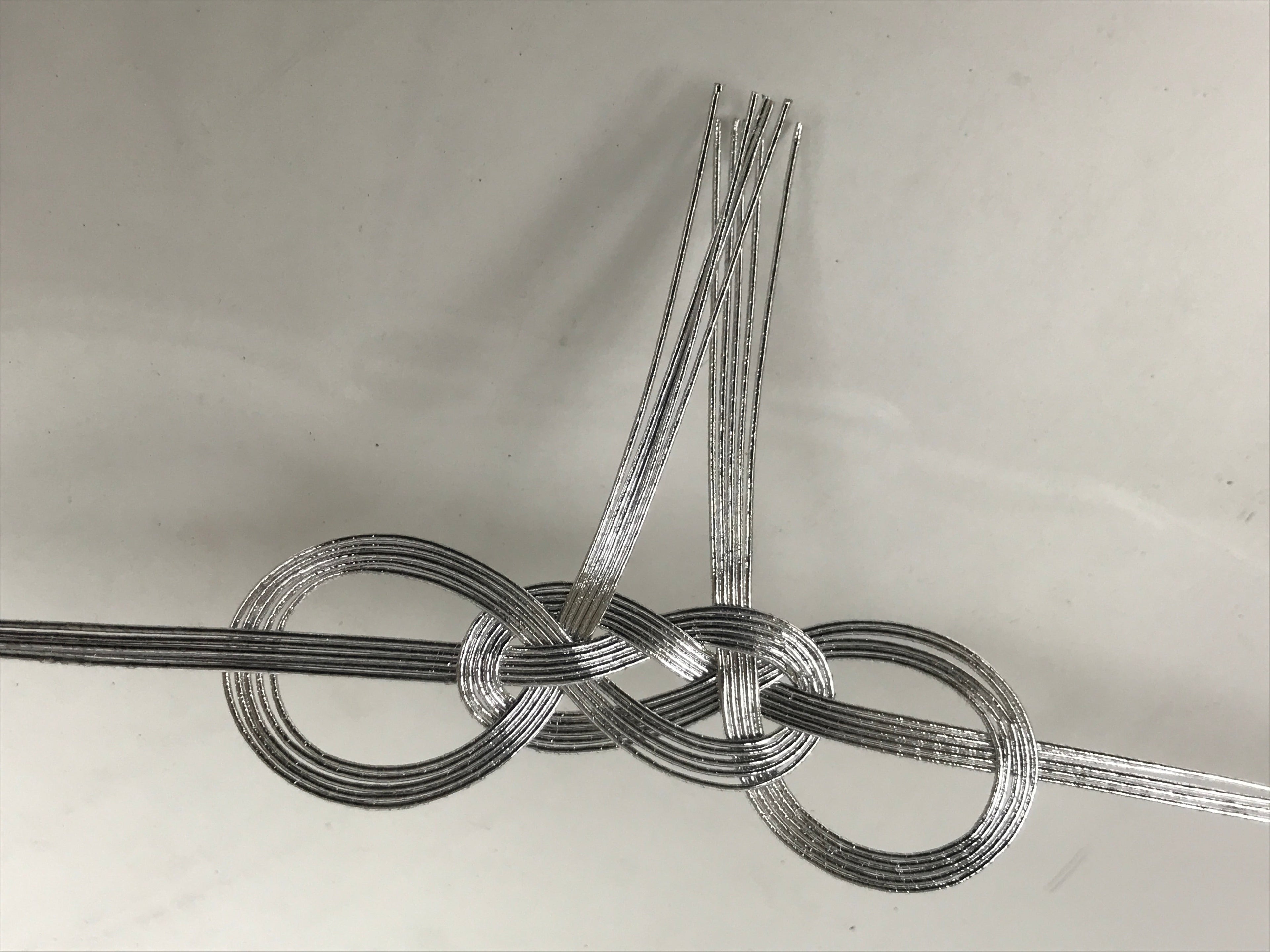 Japanese Awaji-Musubi Mizuhiki Ceremonial Knot 4pc Funeral Soushiki Silver BA830