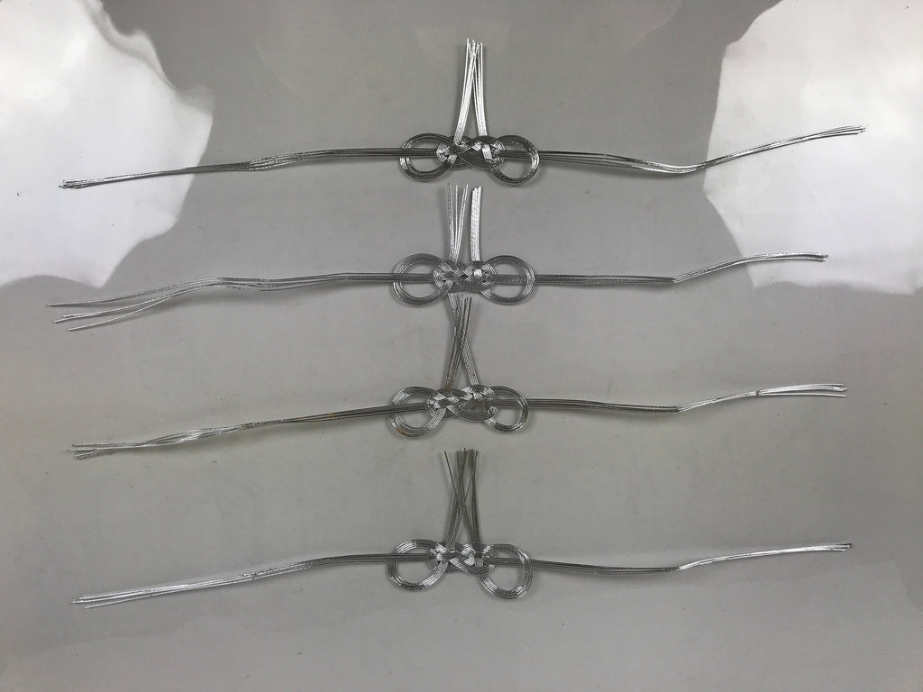 Japanese Awaji-Musubi Mizuhiki Ceremonial Knot 4pc Funeral Soushiki Silver BA831