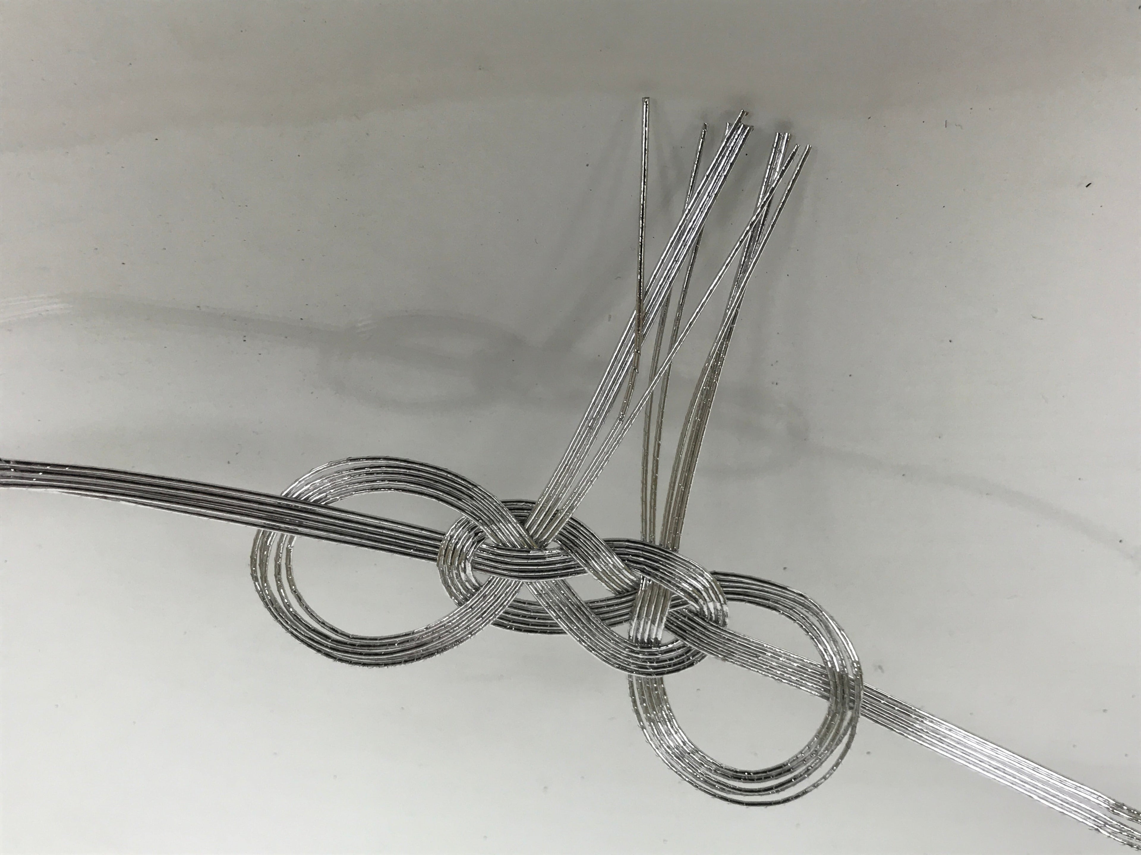 Japanese Awaji-Musubi Mizuhiki Ceremonial Knot 4pc Funeral Soushiki Silver BA831