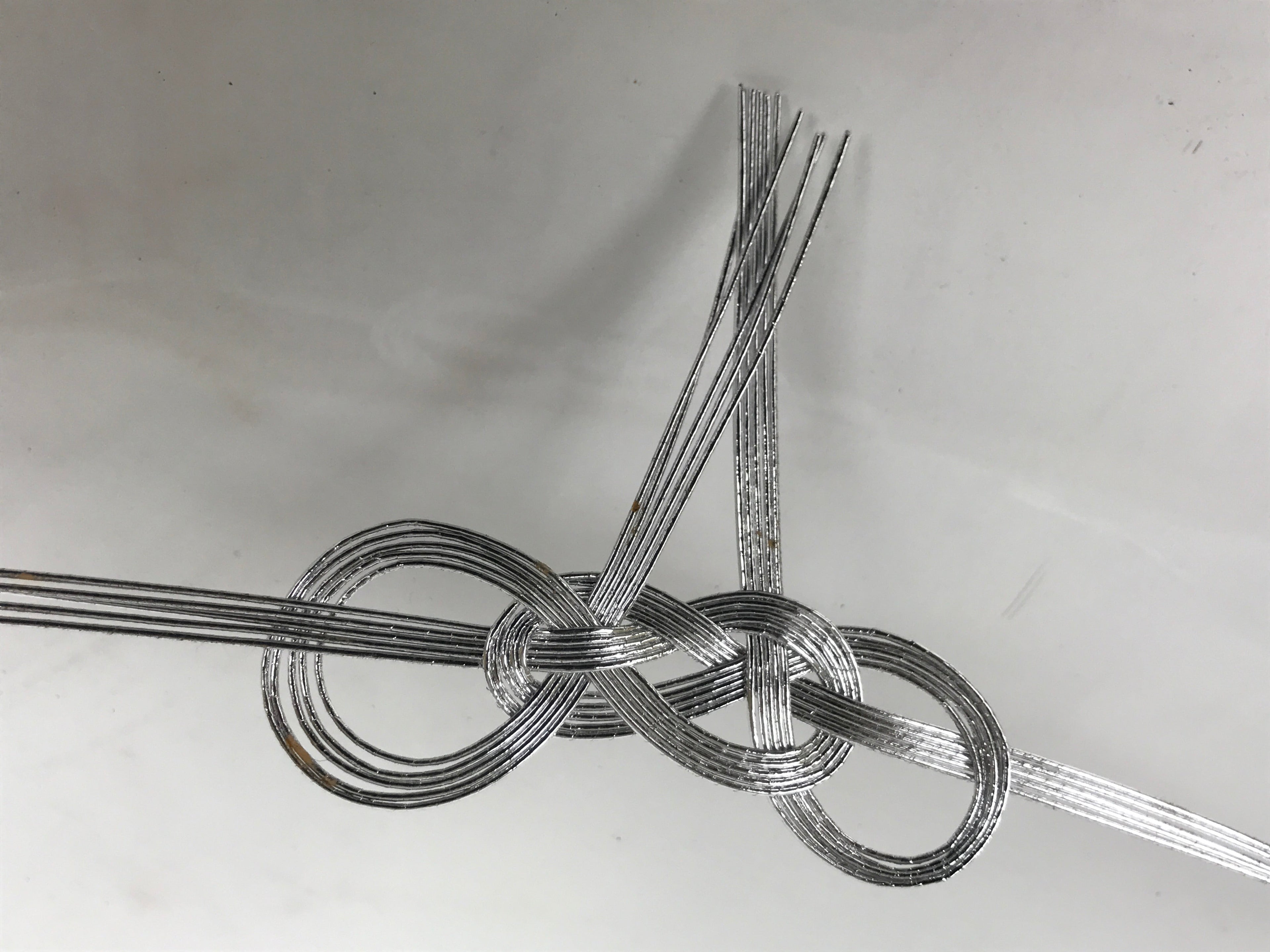 Japanese Awaji-Musubi Mizuhiki Ceremonial Knot 4pc Funeral Soushiki Silver BA831