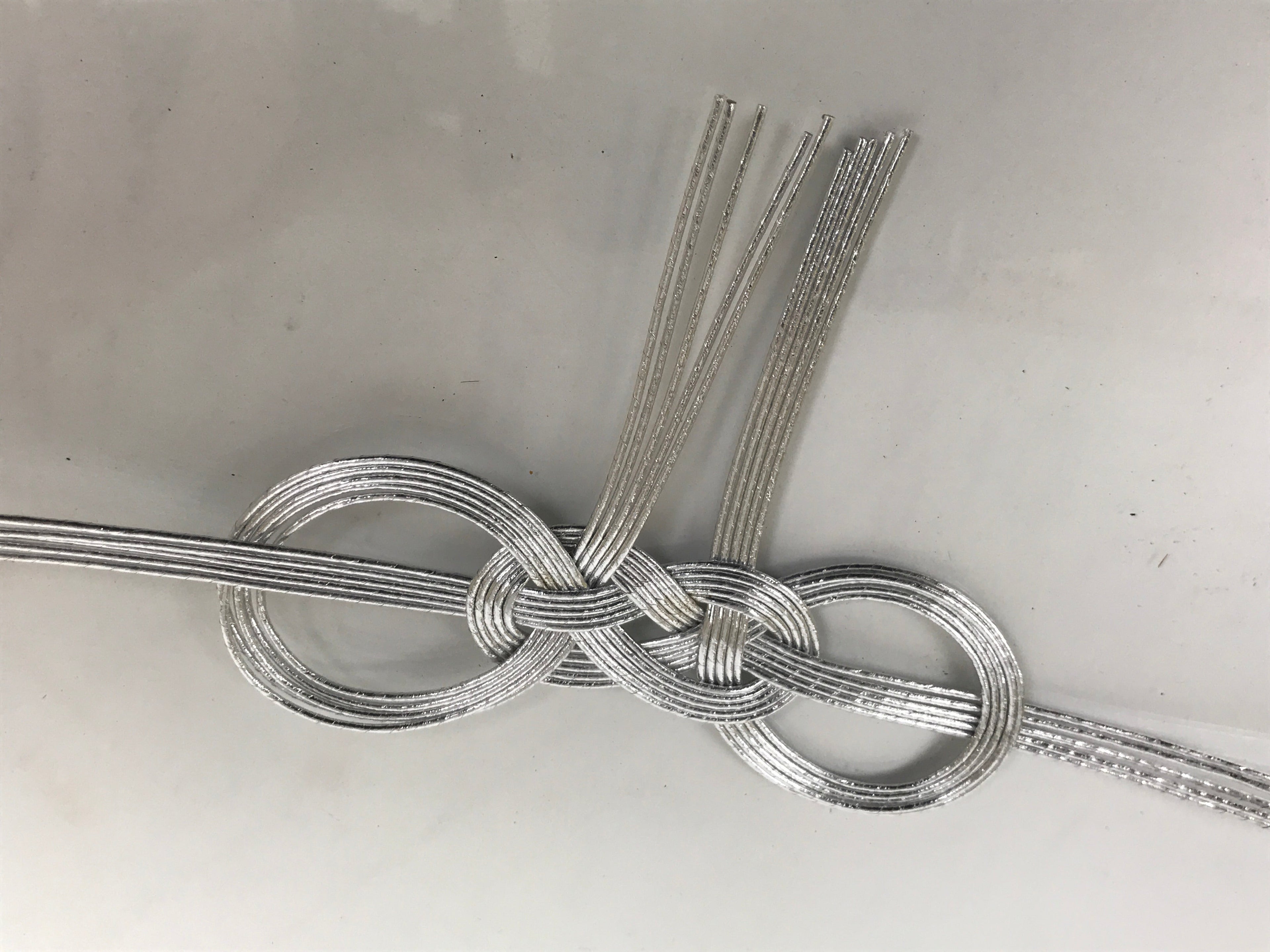 Japanese Awaji-Musubi Mizuhiki Ceremonial Knot 4pc Funeral Soushiki Silver BA831
