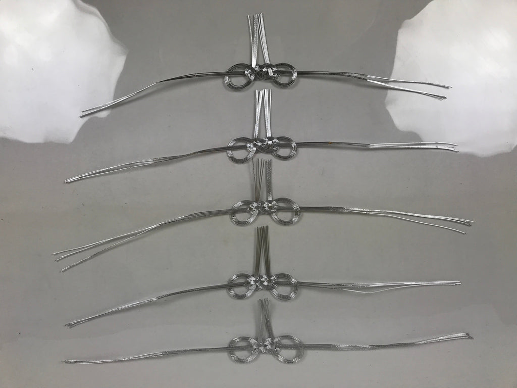 Japanese Awaji-Musubi Mizuhiki Ceremonial Knot 5pc Funeral Soushiki Silver BA832