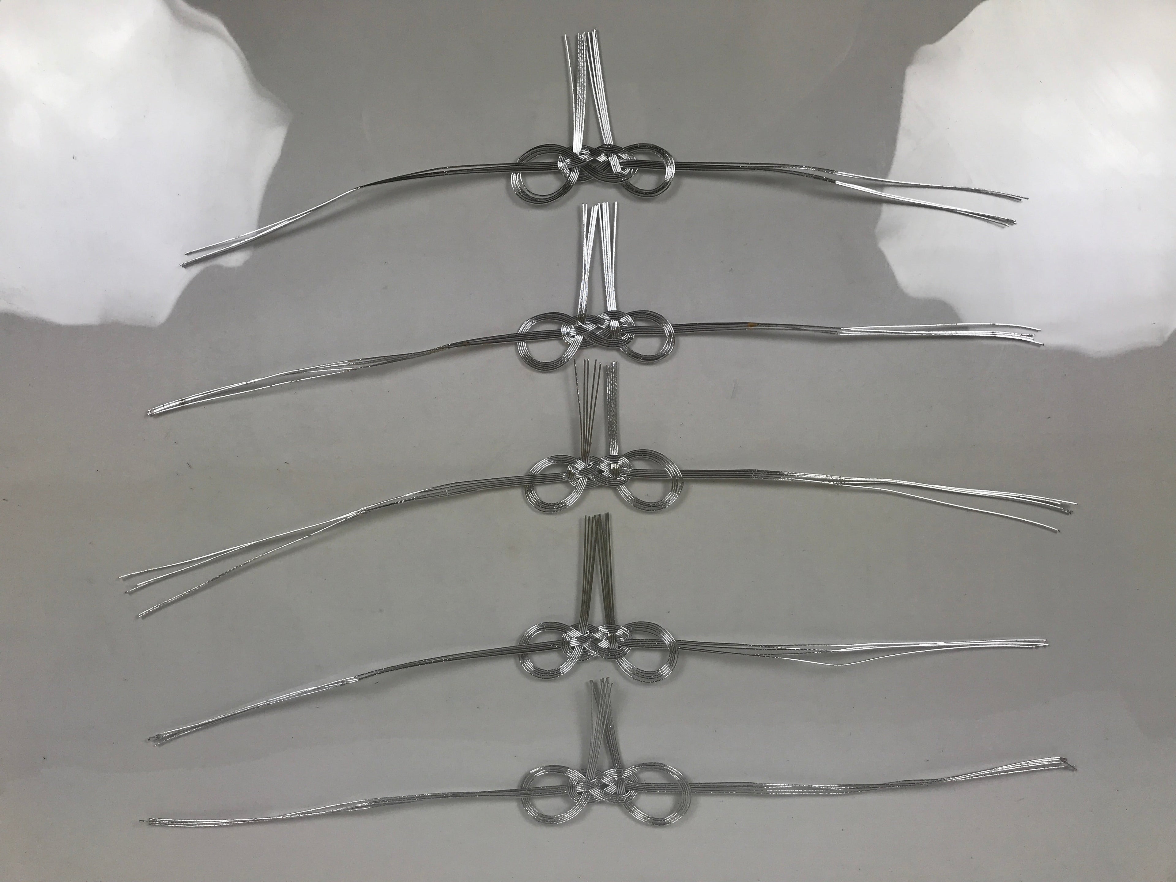 Japanese Awaji-Musubi Mizuhiki Ceremonial Knot 5pc Funeral Soushiki Silver BA832