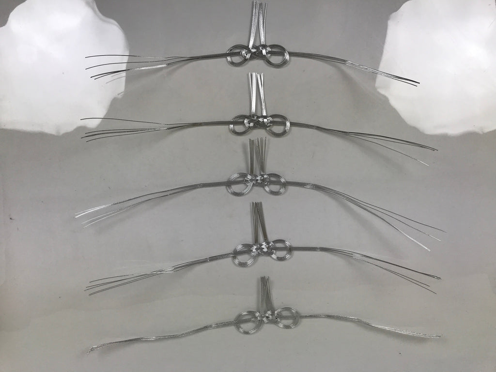 Japanese Awaji-Musubi Mizuhiki Ceremonial Knot 5pc Funeral Soushiki Silver BA832