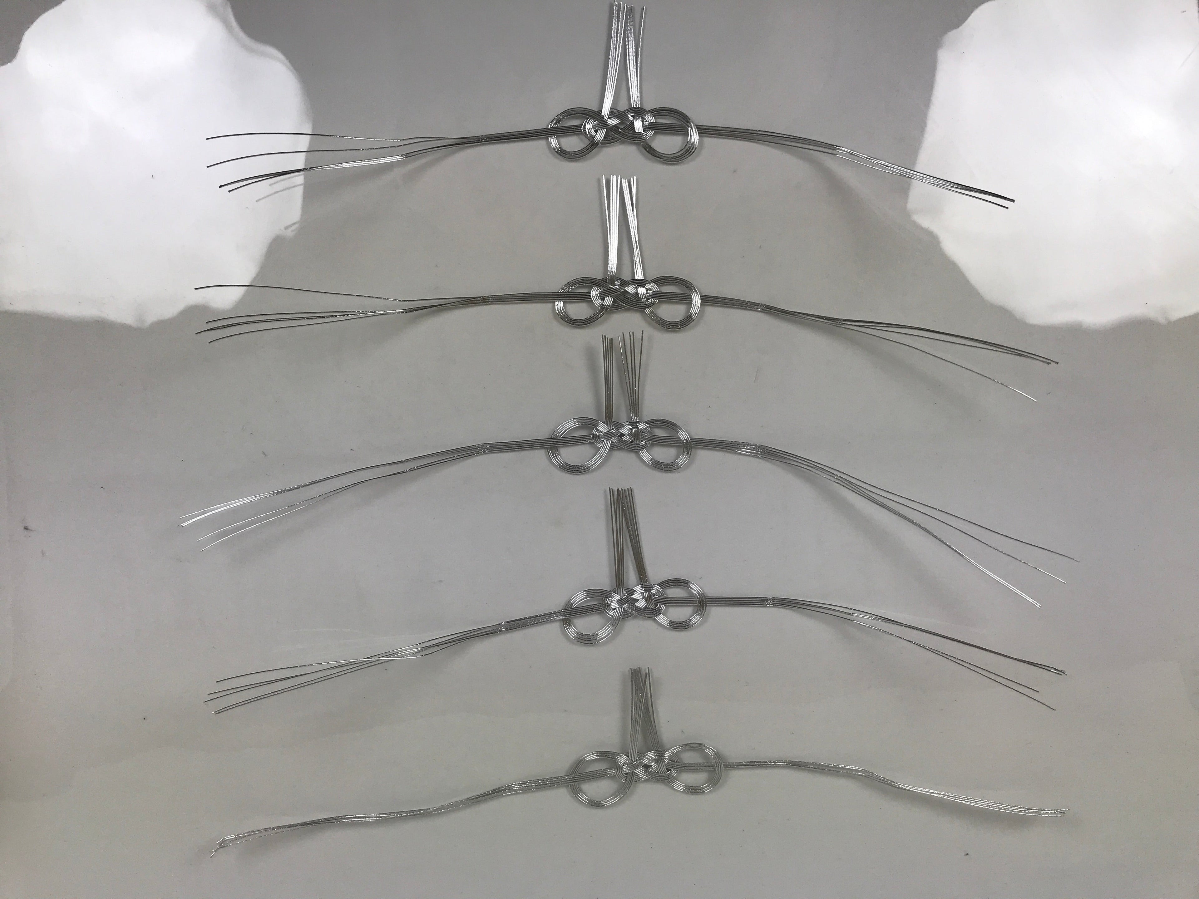 Japanese Awaji-Musubi Mizuhiki Ceremonial Knot 5pc Funeral Soushiki Silver BA832