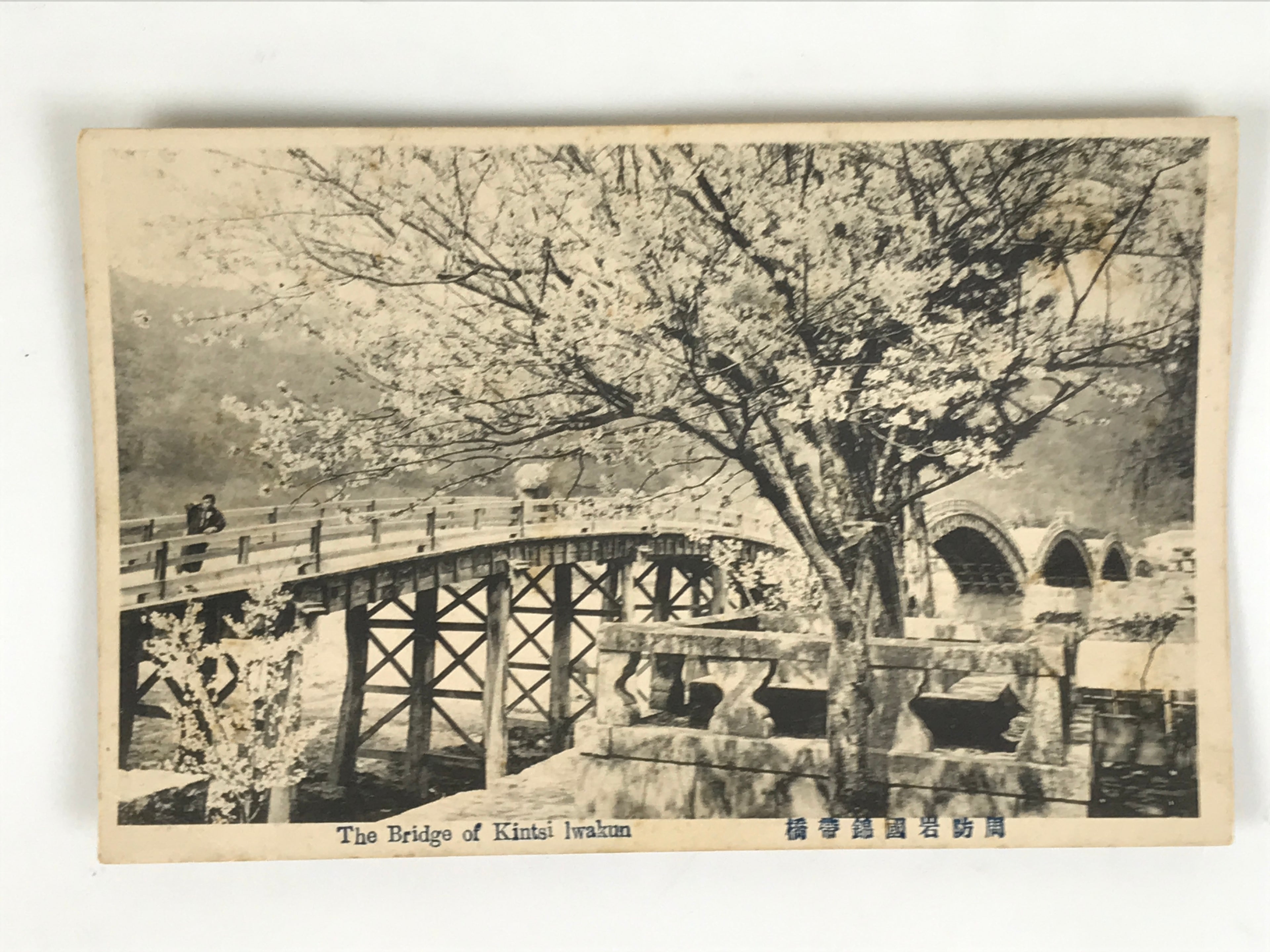 Japanese BW Postcard Iwakuni Kintai Bridge C1920 Showa Photography PC167