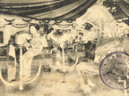 Japanese BW Postcard Osaka Rakutenchi Merry Go Round C1920 Taisho Kimono PC195