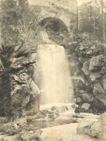Japanese BW Postcard Osaka Runapark Waterfall C1920 Taisho Photography PC191