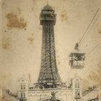 Japanese BW Postcard Osaka Shinsekai Tsutenkaku C1920 Taisho Photography PC188