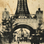 Japanese BW Postcard Osaka Shinsekai Tsutenkaku C1920 Taisho Photography PC192