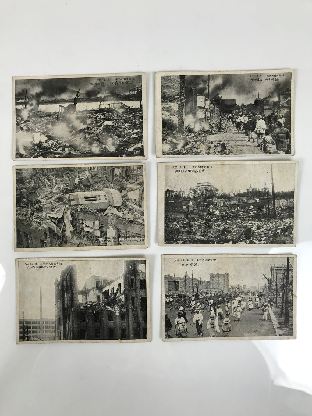 Japanese BW Postcards Set Great Kanto Earthquake C1920 Taisho Photography PC205