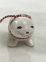 Japanese Baby Dog Clay Doll Vtg Ningyo Chubby White Apron Orange Figurine ST47