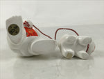 Japanese Baby Dog Clay Doll Vtg Ningyo Chubby White Apron Orange Figurine ST47