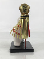 Japanese Baby Wood Figurine Vtg Kaga Ningyo Chubby White Apron Fireman Doll ST49