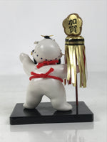 Japanese Baby Wood Figurine Vtg Kaga Ningyo Chubby White Apron Fireman Doll ST49