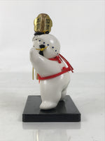 Japanese Baby Wood Figurine Vtg Kaga Ningyo Chubby White Apron Fireman Doll ST49