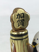 Japanese Baby Wood Figurine Vtg Kaga Ningyo Chubby White Apron Fireman Doll ST49