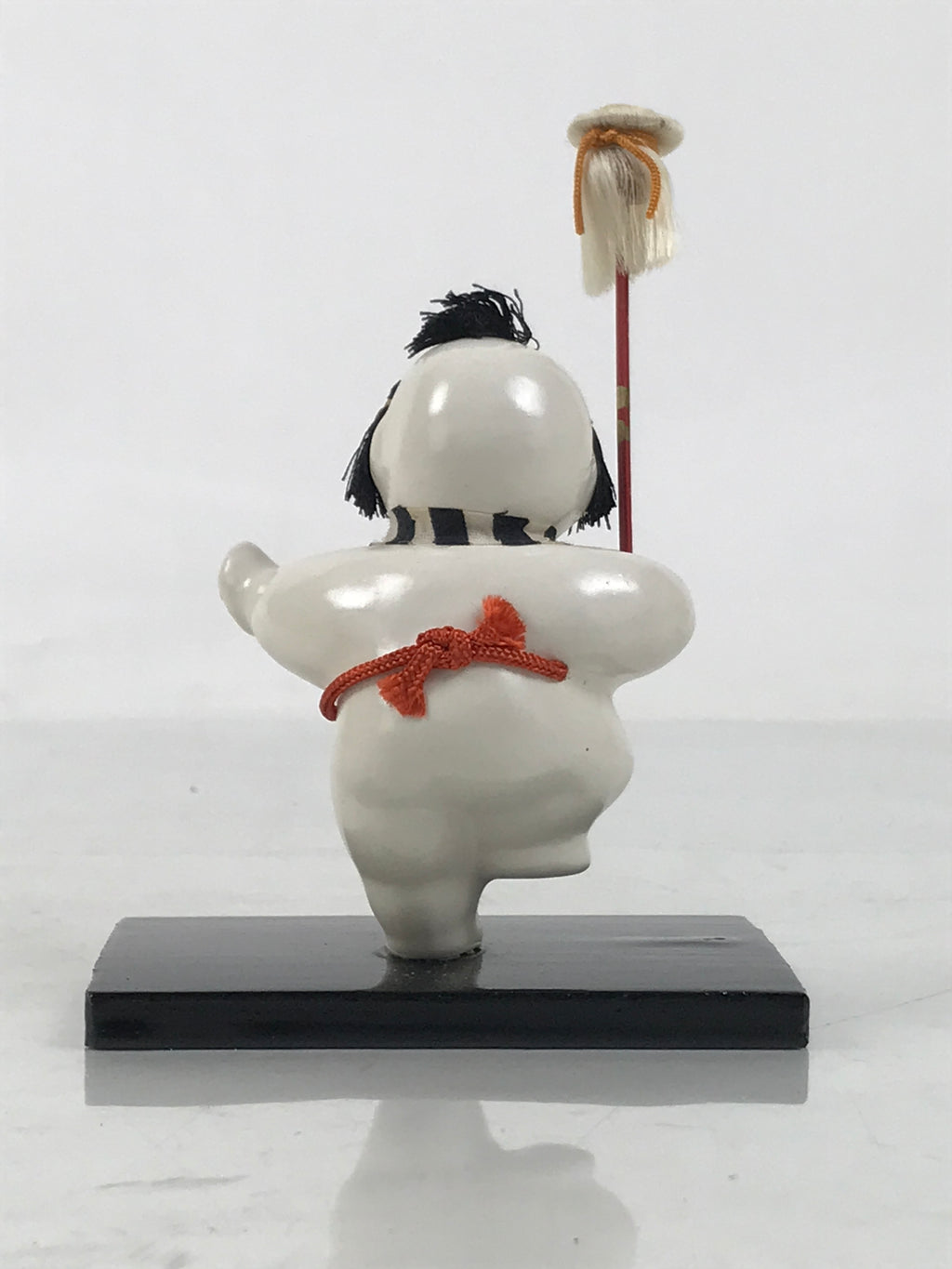 Japanese Baby Wooden Figurine Vtg Kaga Ningyo Chubby White Apron Spear Doll ST48