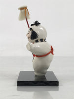 Japanese Baby Wooden Figurine Vtg Kaga Ningyo Chubby White Apron Spear Doll ST48