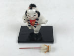 Japanese Baby Wooden Figurine Vtg Kaga Ningyo Chubby White Apron Spear Doll ST48