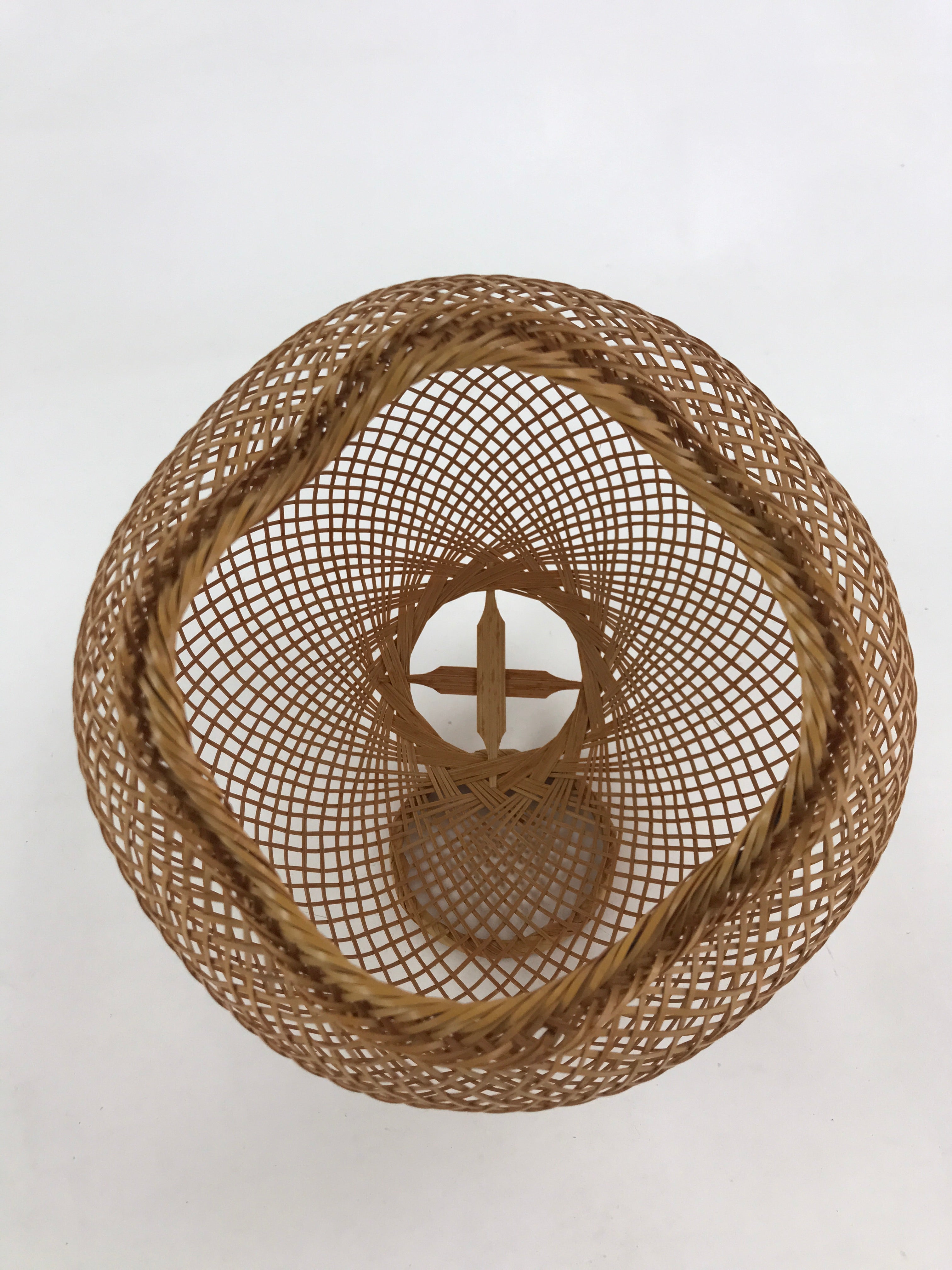 Japanese Bamboo Basket Flower Vase Vtg Kago Ikebana Arrangement Kado B219